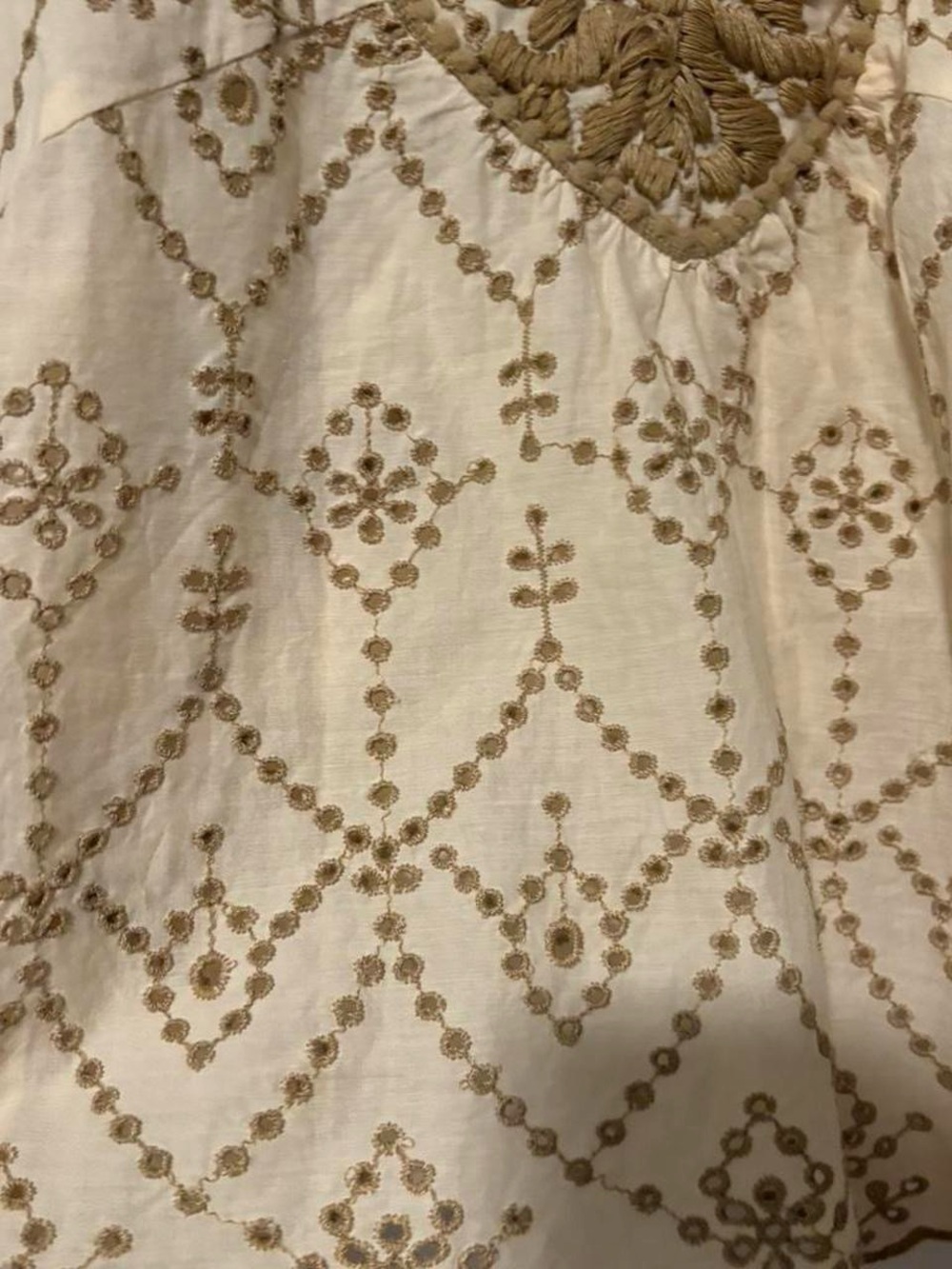 Cream & tan Modaposa boho blouse with lace details small - Picture 6 of 8